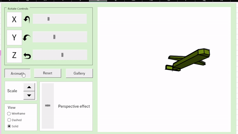 The plane spins around, is reset to the starting orientation, and goes through a gallery of different poses