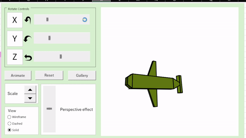 The plane rotates in the X, Y, and Z directions